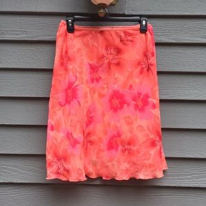 Floral Peach Midi Skirt - Petite